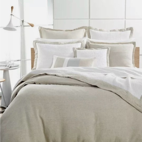 Hotel Collection King Size 100% Linen Duvet Cover in Natural Beige/Oatmeal - Picture 1 of 6